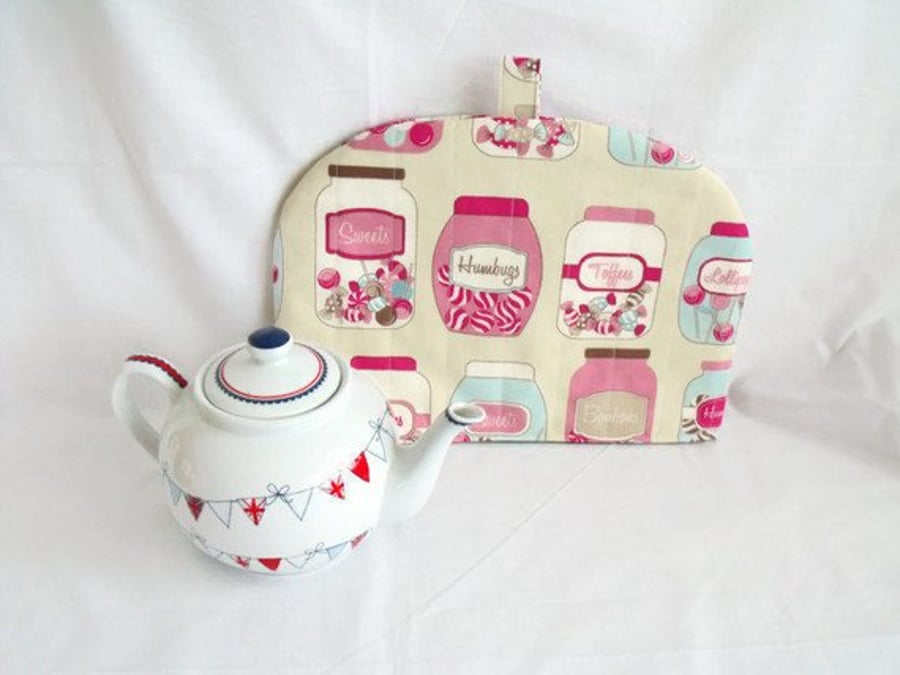 quilted sweety jars tea pot cozy to keep your brew warm, cottage chic home decor