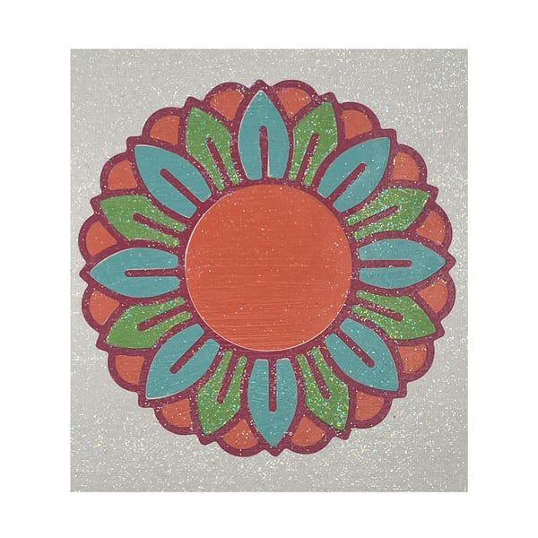 Orange, Purple & Turquoise Floral Mandala Wall Art