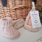 Designer Merino Wool Premiture Baby Hat & Booties Set
