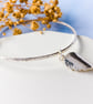 Silver Bangle with Rose Leaf Charm - Recycled Silver - Stacking Bangle - Image 2