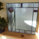 Stained glass Mackintosh style rose mirror