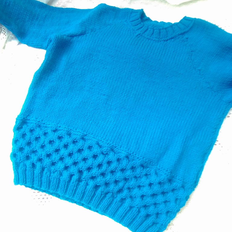 Children's Hand Knitted Jumper with a Honeycomb Pattern, Children's Clothes
