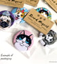 Black and White Cat - 38mm Round Fridge Magnet - Image 5