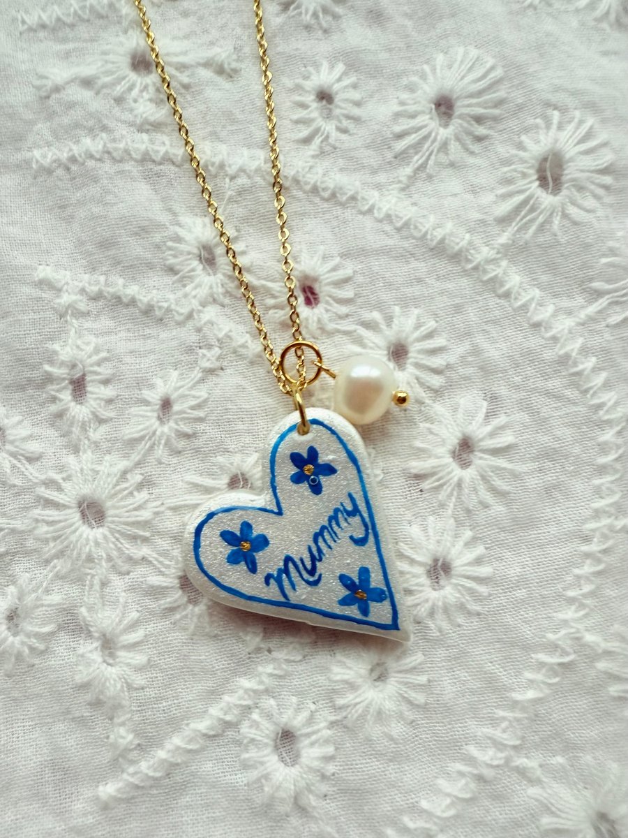 Personalised Heart Name Necklace - Mummy Mothers Day Gift - FREE UK SHIPPING