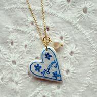 Personalised Heart Name Necklace - Mummy Mothers Day Gift - FREE UK SHIPPING