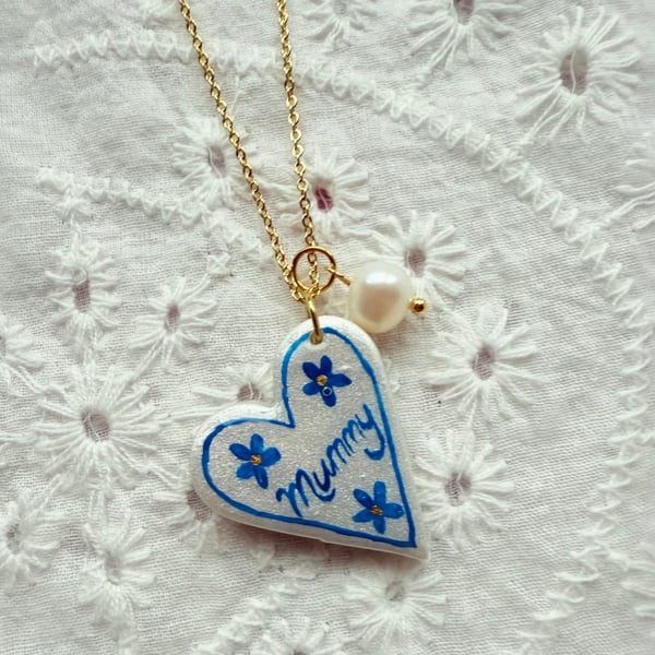 Personalised Heart Name Necklace - Mummy Mothers Day Gift - FREE UK SHIPPING