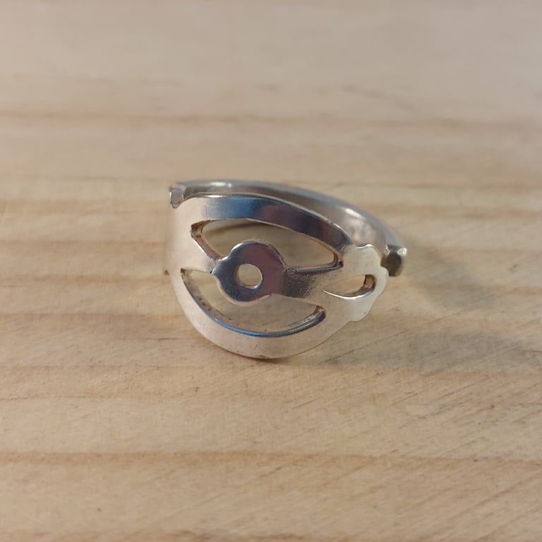 Upcycled Silver Plated Pierced Spoon Handle Ring (SPR062505)
