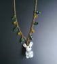 Cute Lampwork Glass Rabbit and Gold Plated Chain Necklace 18 inch - Image 6