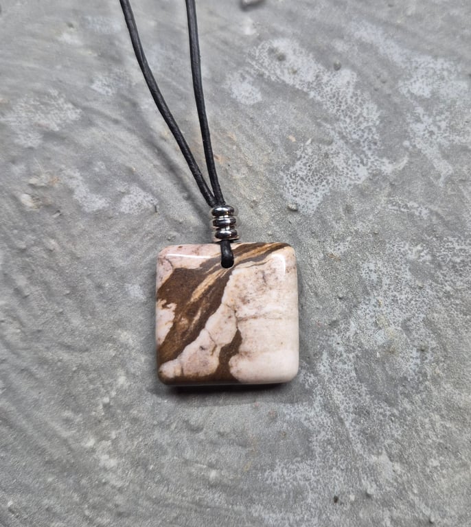 Picture Jasper Square Pendant