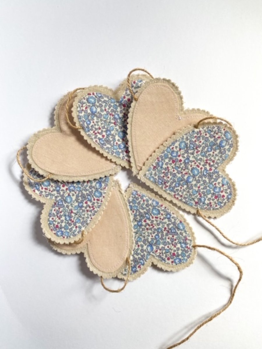 Linen and Liberty print heart shaped bunting