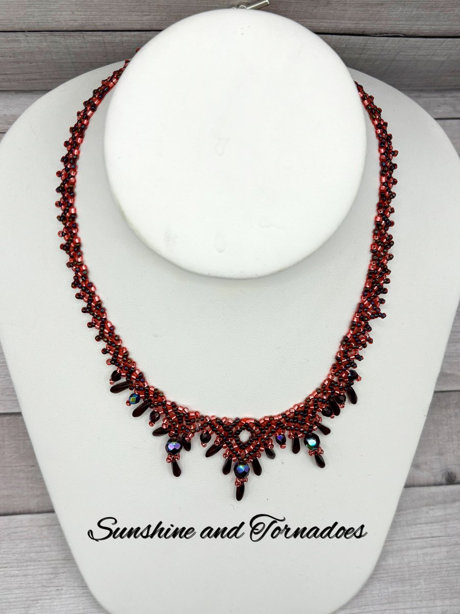 Beaded Collar Necklace - Royalty - Handmade
