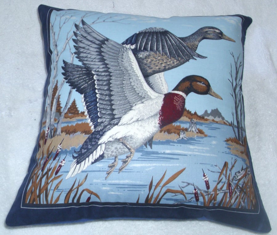 Coming in to land, Ducks on a lake cushion