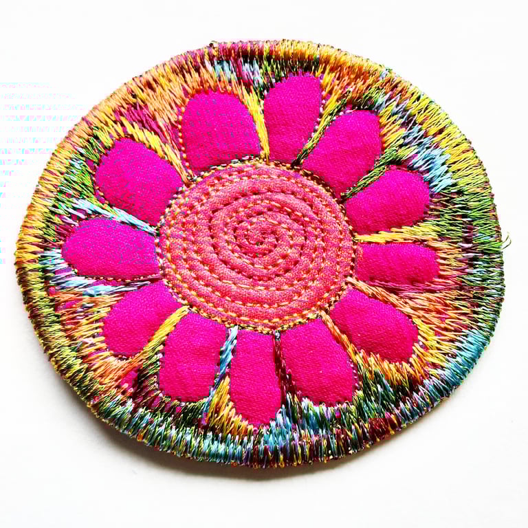 Textile Brooch Free Machine Embroidery 