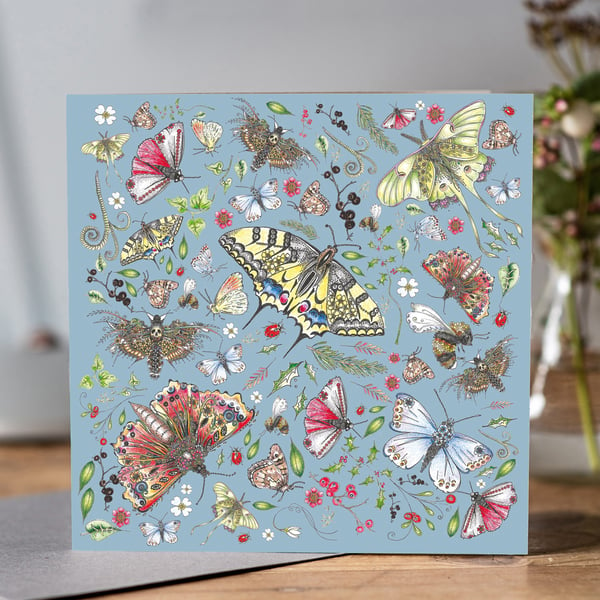 Beautiful Butterflies greeting card (blue)