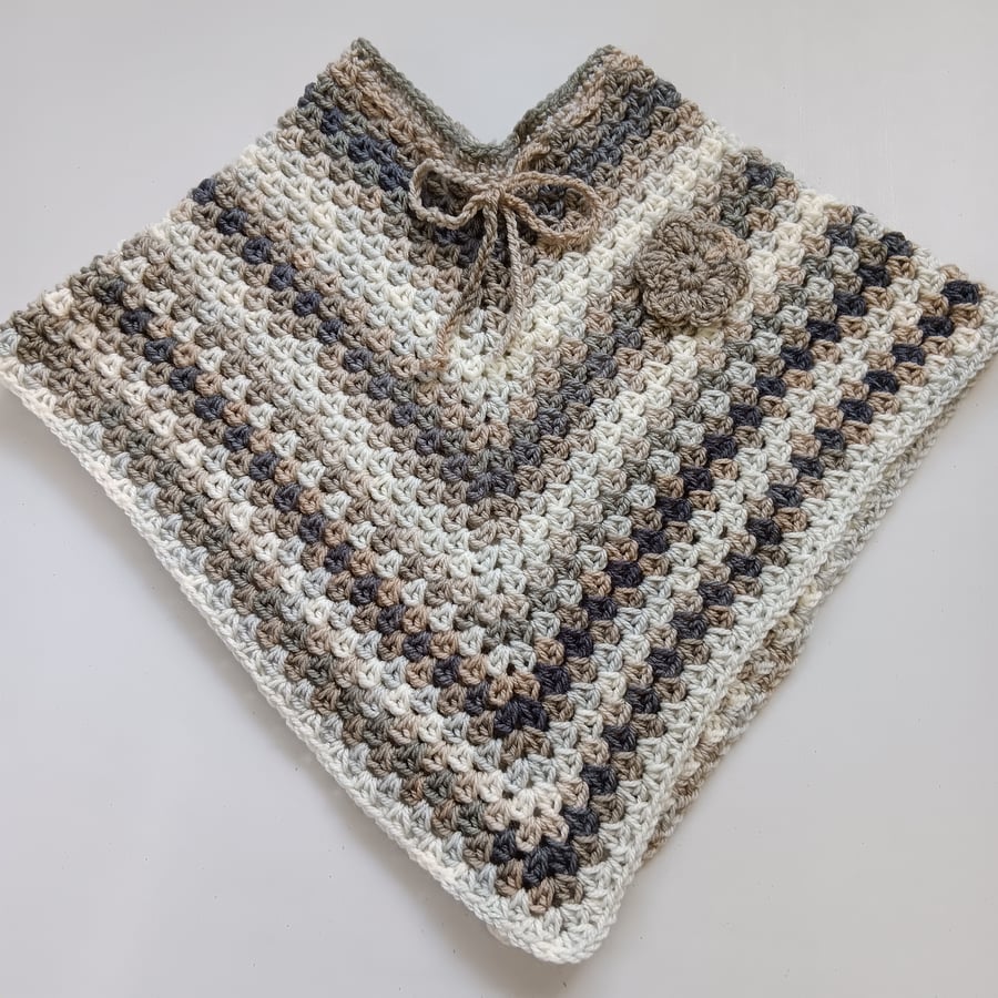 Crochet Child's Poncho (Cafe Creme) - adorable outerwear!