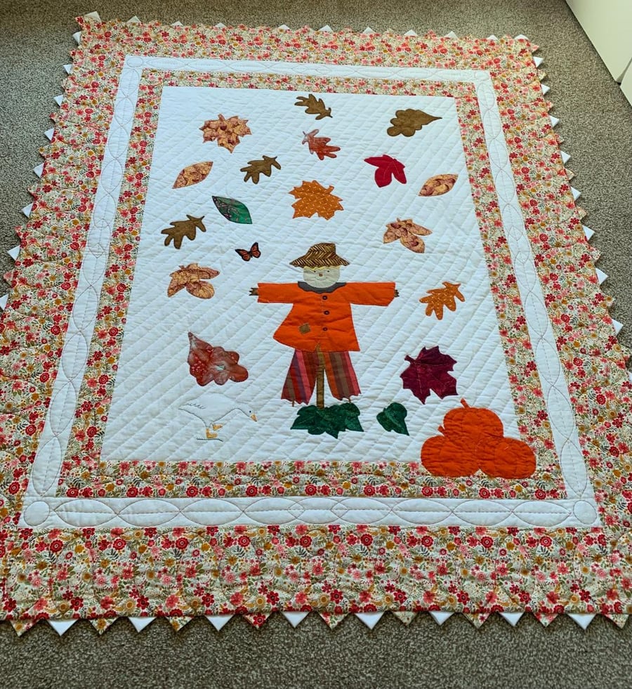 Autumn Scarecrow Quilt (hand Quilted)