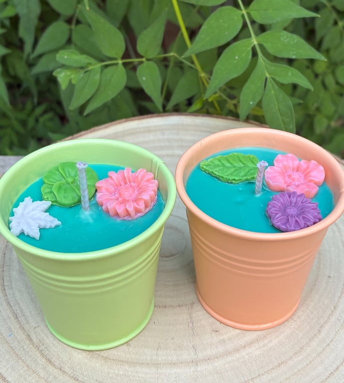 Soy Wax Candle Pair in Tin Pots - Sea Salt Scent