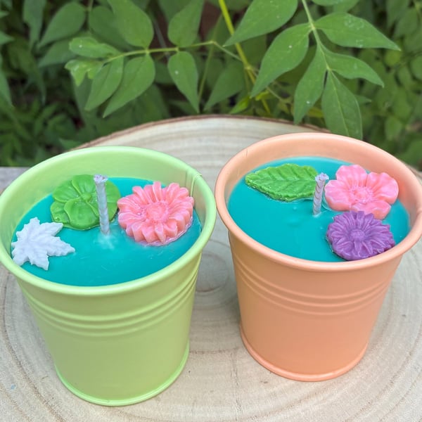 Soy Wax Candle Pair in Tin Pots - Sea Salt Scent