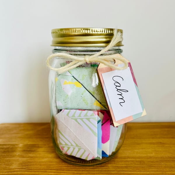 Jar of Calm - Handwritten Affirmations for Calm on Origami Envelopes