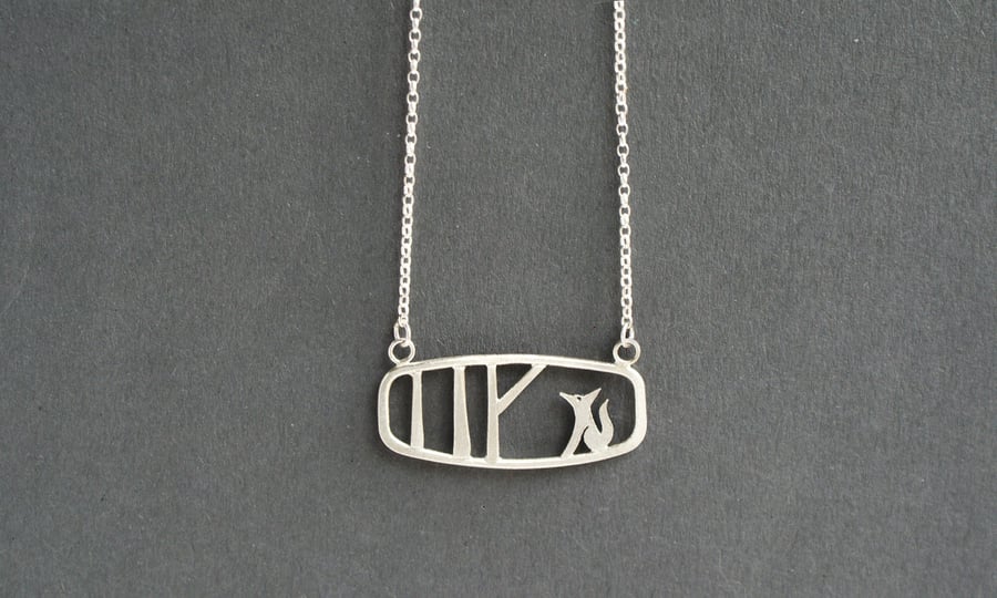 Edge of the woods landscape fox necklace