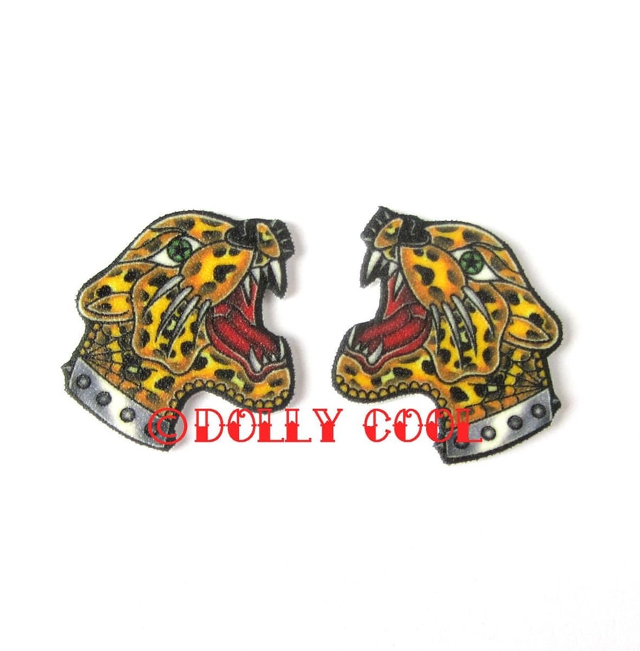 Leopard Earrings - Old School Tattoo - by Dolly Cool - Old School Flash - Vintag