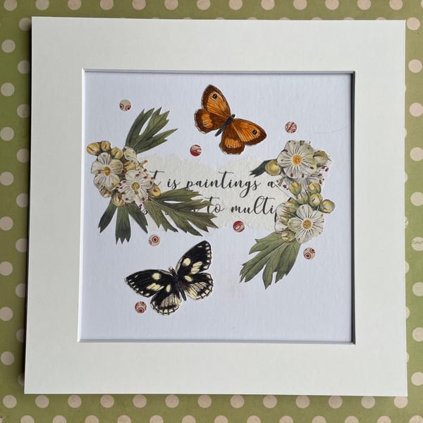 Handcrafted Collage of British Butterflies
