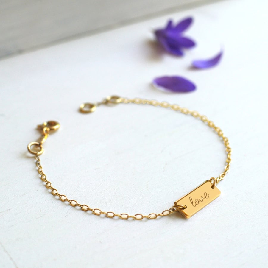 Personalised Gold Name Bar Bracelet, name bracelet, Valentine's gift