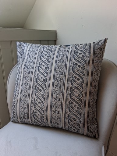 Navy Floral Stripe Cushion