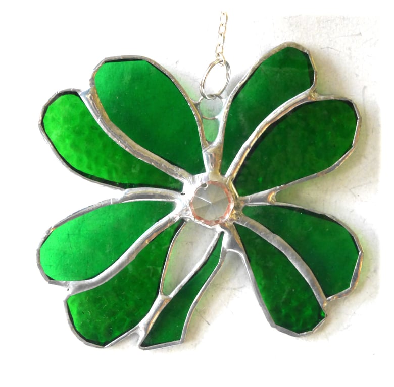 4 Leaf Clover  Stained Glass Suncatcher Good Luck