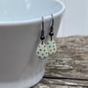 Cream & Turquoise Spot Enamel Teardrop Earrings. Sterling silver available