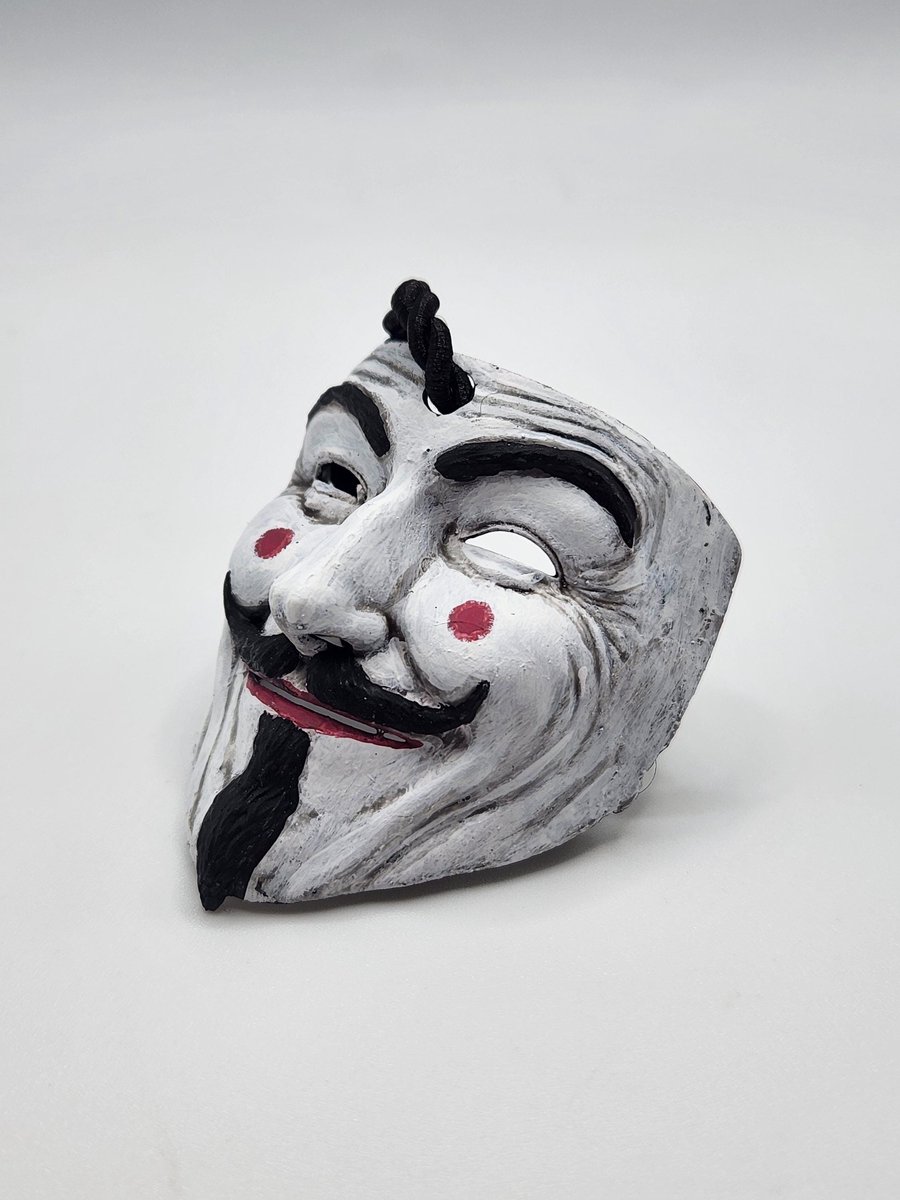 3D Printed Guy Fawkes Mask Rear View Mirror Charm Hand-Painted Car Interior Deco