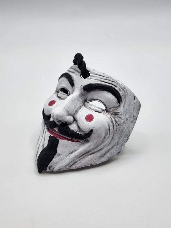 3D Printed Guy Fawkes Mask Rear View Mirror Charm Hand-Painted Car Interior Deco