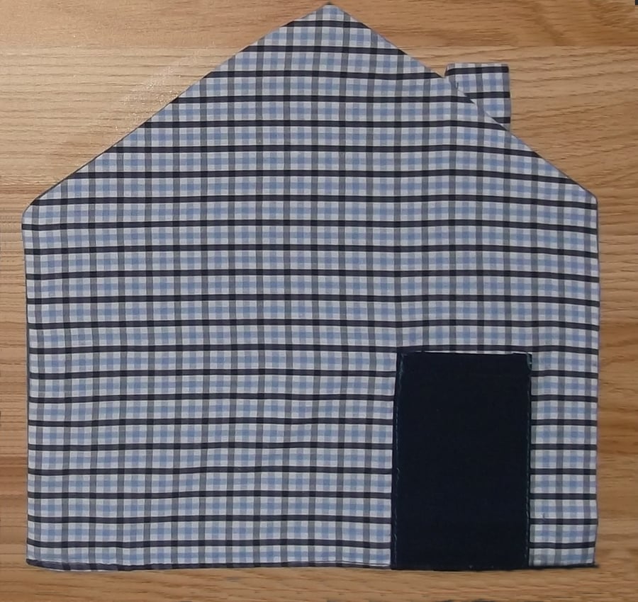Blue House shape table place mat with cutlery pocket