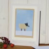 Sheep in Snow hand-stitched textile - perfect for Christmas. A card to keep!