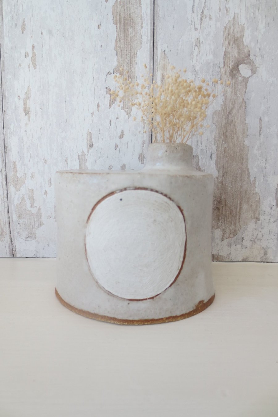 BUD VASE hand-built stoneware pottery bottle in white 