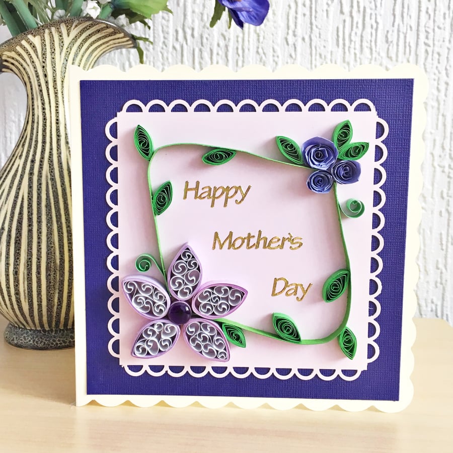 Luxury boxed Mother’s Day card - quilled flowers