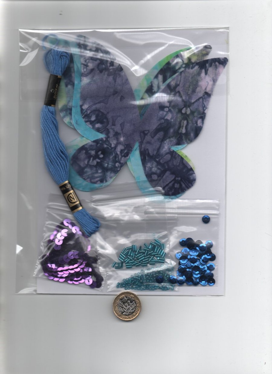 ChrissieCraft creative sewing KIT, BUTTERFLIES with embellishments for APPLIQUE