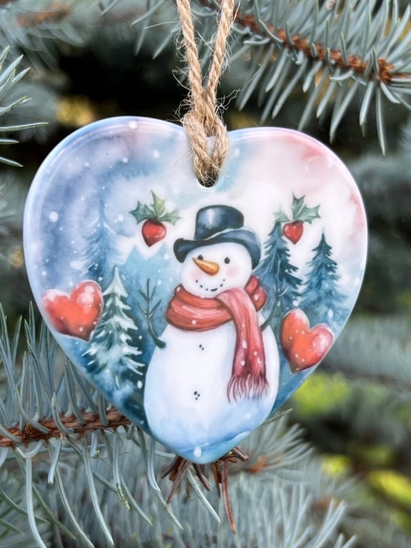 Christmas Tree Decoration Handmade Hanging Ceramic Heart Ornament gift keepsake