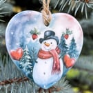 Christmas Tree Decoration Handmade Hanging Ceramic Heart Ornament gift keepsake