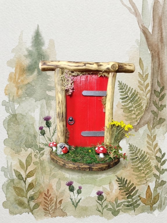Handcrafted driftwood fairy door.