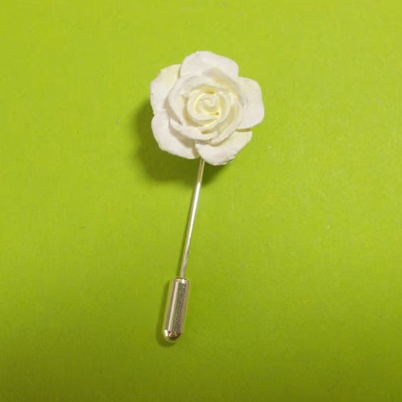 Small Delicate WHITE ROSE PIN Wedding Lapel Flower Choose Colour? HAND PAINTED