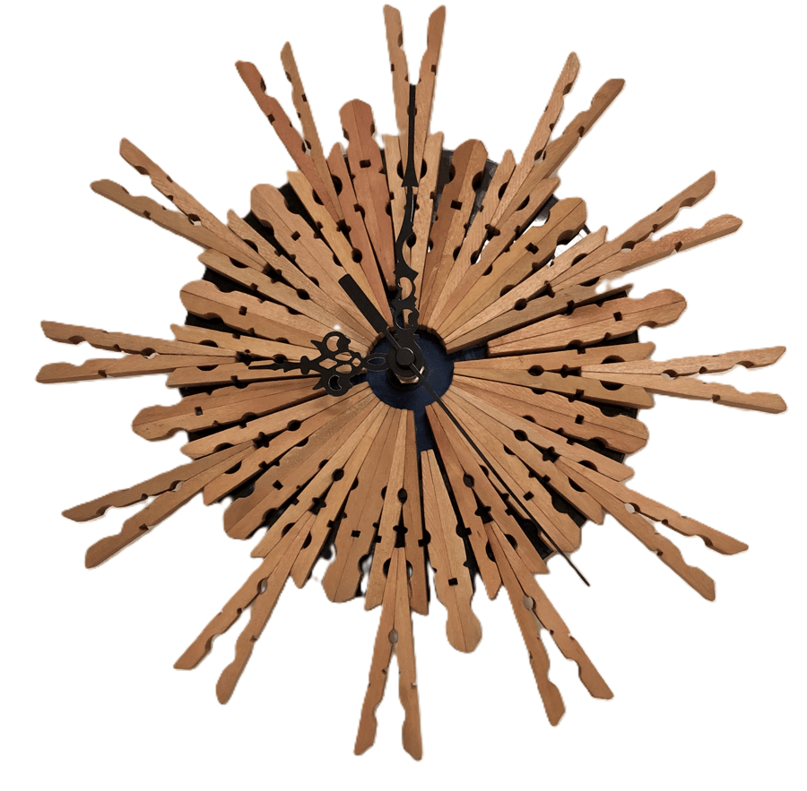 Retro Sunburst Brown wooden wall clock Home Decor Gift