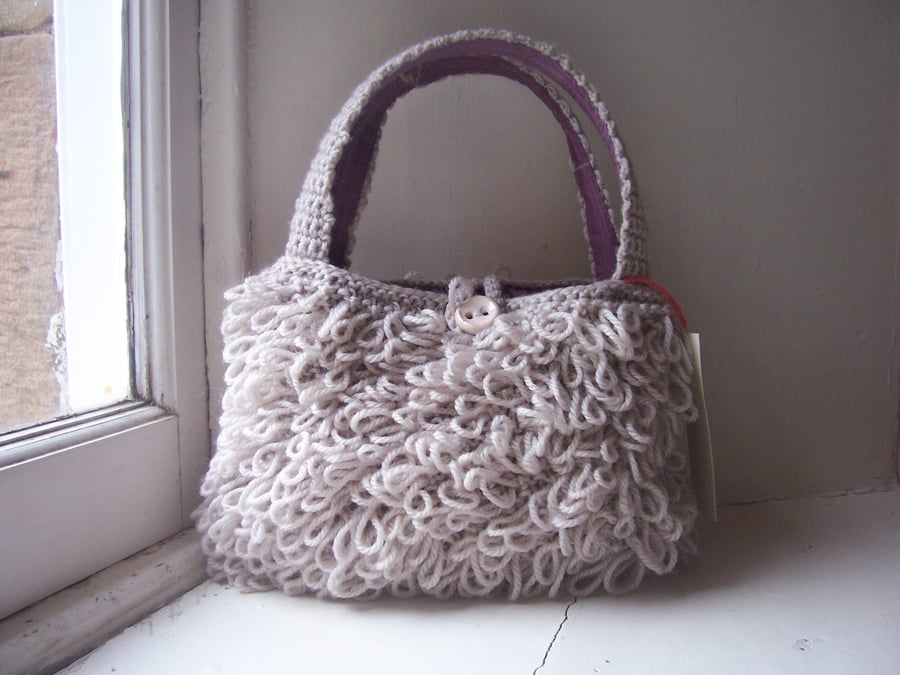 Quirky hand knitted handbag, loopy stitch - Molly