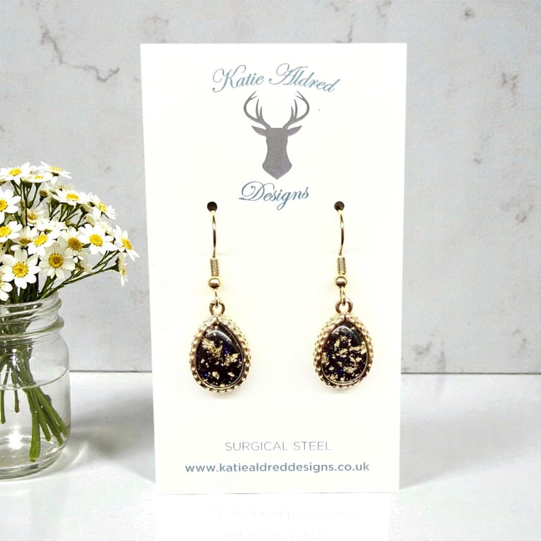 Charm Earrings - Black Glitter
