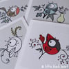 christmas cards - pack of 4 bird designs