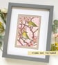 Japanese white-eye birds on spring blossom branches, original bird drawing - Image 6