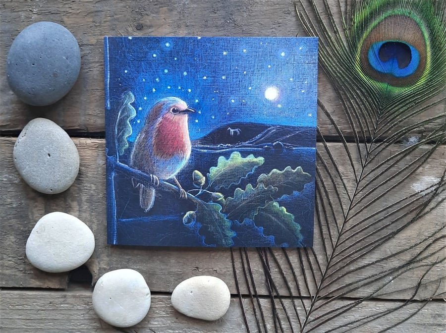 The Rising Moon Greetings Card by Hannah Willow