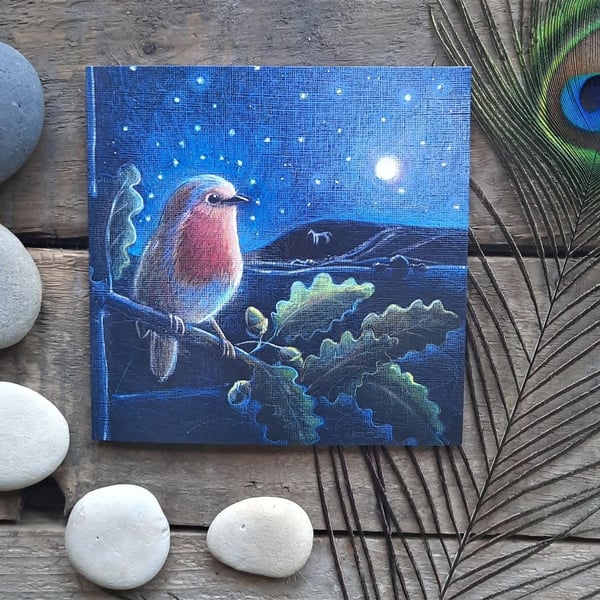 The Rising Moon Greetings Card by Hannah Willow
