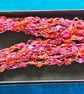 Crocheted necklace in shades of deep pink with a touch of gold, lightweight  - Image 4