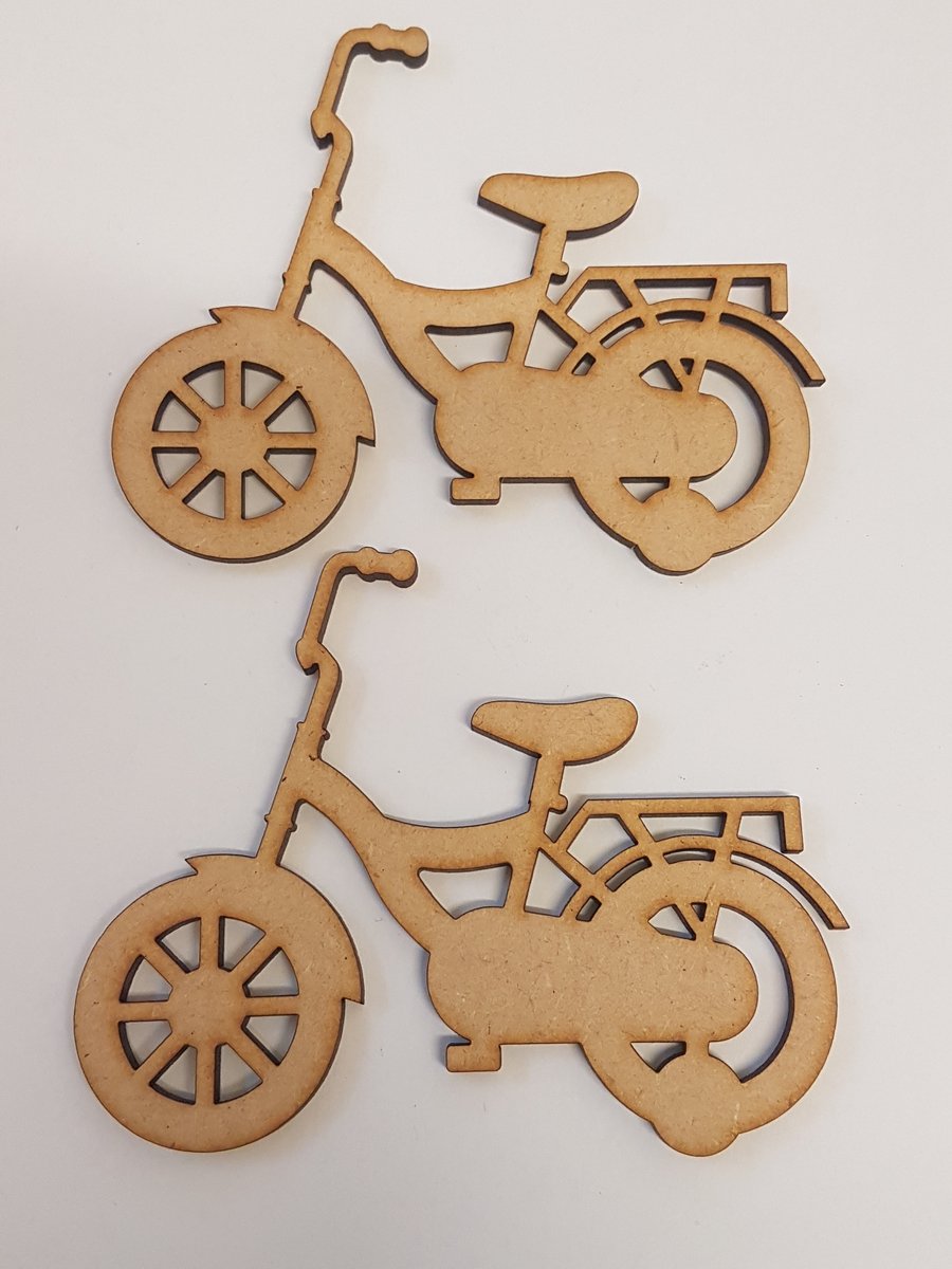 MDF Childs Bike 10cm - 2 x Laser cut wooden shape